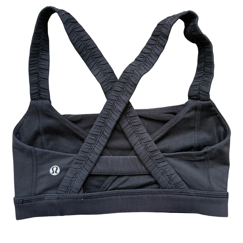 Lululemon Black Inner Heart Sports Bra Size 4 Activewear Athleisure Workout Gym - Picture 2 of 6
